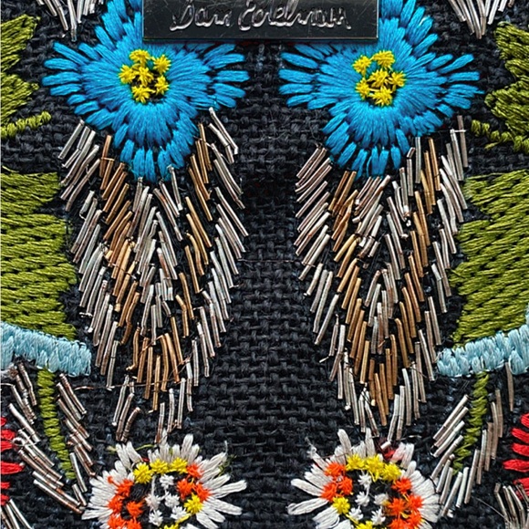 Sam Edelman Black Embroidered Crossbody Bag Clutch - Picture 6 of 7